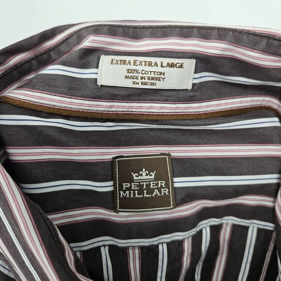 Peter Millar Shirt Mens XXL Button Up Long Sleeve Preppy Striped Casual Colorful - Picture 9 of 10